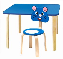 Комплект растущий парта и стул Polli Tolli Мордочки с голубым столиком