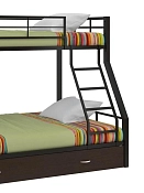 Кровать двухъярусная металлическая Гранада 1 с ящиком коричневый/венге