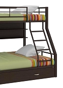 Кровать двухъярусная металлическая Гранада 1 с ящиком и полкой коричневый/венге