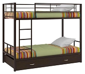 Кровать двухъярусная металлическая Севилья 2 с ящиком коричневый/венге