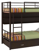 Кровать двухъярусная металлическая Севилья 2 с ящиком и полкой коричневый/венге
