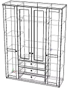 распашной София-20 Икеа (IKEA) четырехдверный с зеркалом мдф