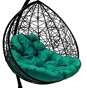 Кокон XL ротанг черное с зелёной подушкой