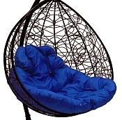 Кокон XL ротанг коричневое с синей подушкой