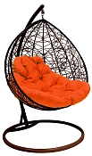 Кокон XL ротанг коричневое с оранжевой подушкой