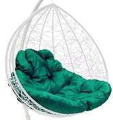 Кокон XL ротанг белое с зелёной подушкой