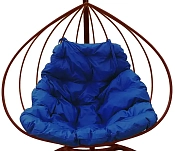Кокон XL коричневое с синей подушкой без ротанга