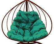 Кокон XL коричневое с зелёной подушкой без ротанга