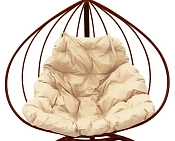 Кокон XL коричневое с бежевой подушкой без ротанга