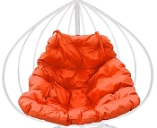 Кокон XL белое с оранжевой подушкой без ротанга