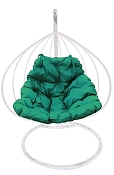Кокон XL белое с зелёной подушкой без ротанга