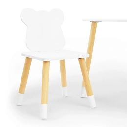 Комплект детской мебели стол и два стул Мишутка (Белый/Белый/Береза)